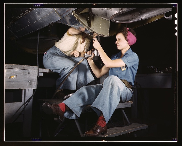 women at work on bomber douglas aircraft company - long beach